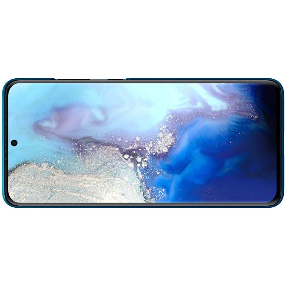 Пластиковый нескользящий NILLKIN Frosted кейс чехол для Samsung Galaxy S20 Ultra Синий + подставка