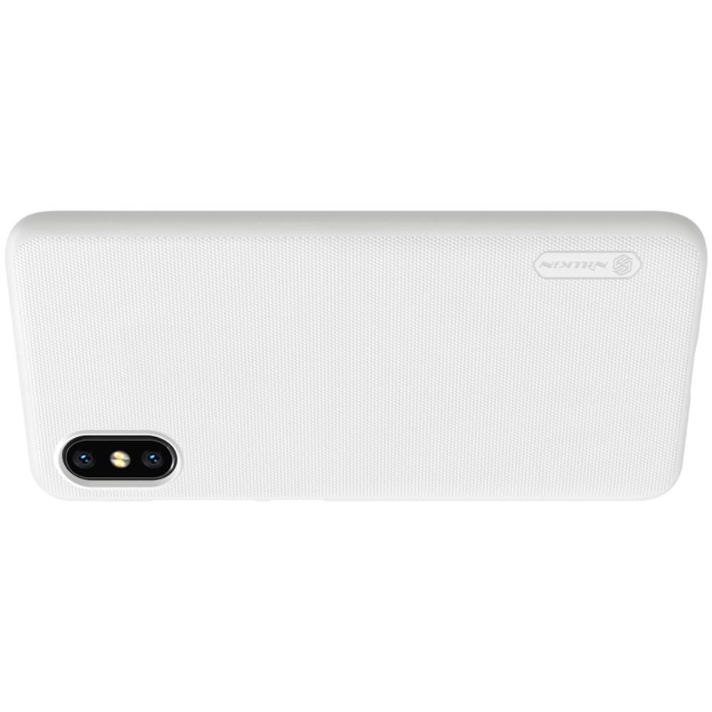 Пластиковый нескользящий NILLKIN Frosted кейс чехол для Xiaomi Mi 8 Explorer Белый + защитная пленка