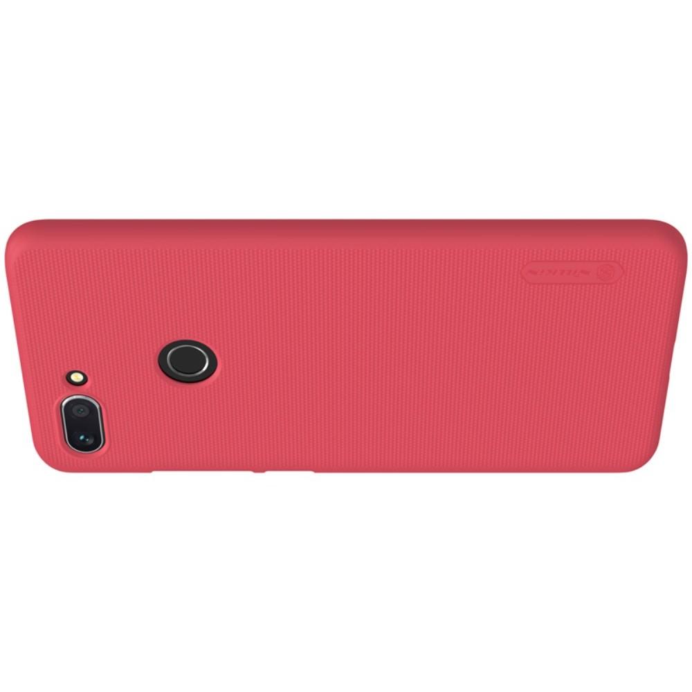 Пластиковый нескользящий NILLKIN Frosted кейс чехол для Xiaomi Mi 8 Lite Красный + защитная пленка