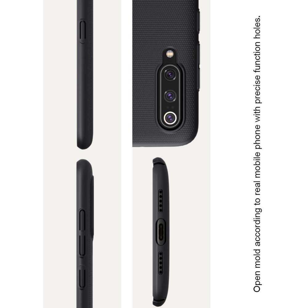 Пластиковый нескользящий NILLKIN Frosted кейс чехол для Xiaomi Mi 9 Черный + подставка
