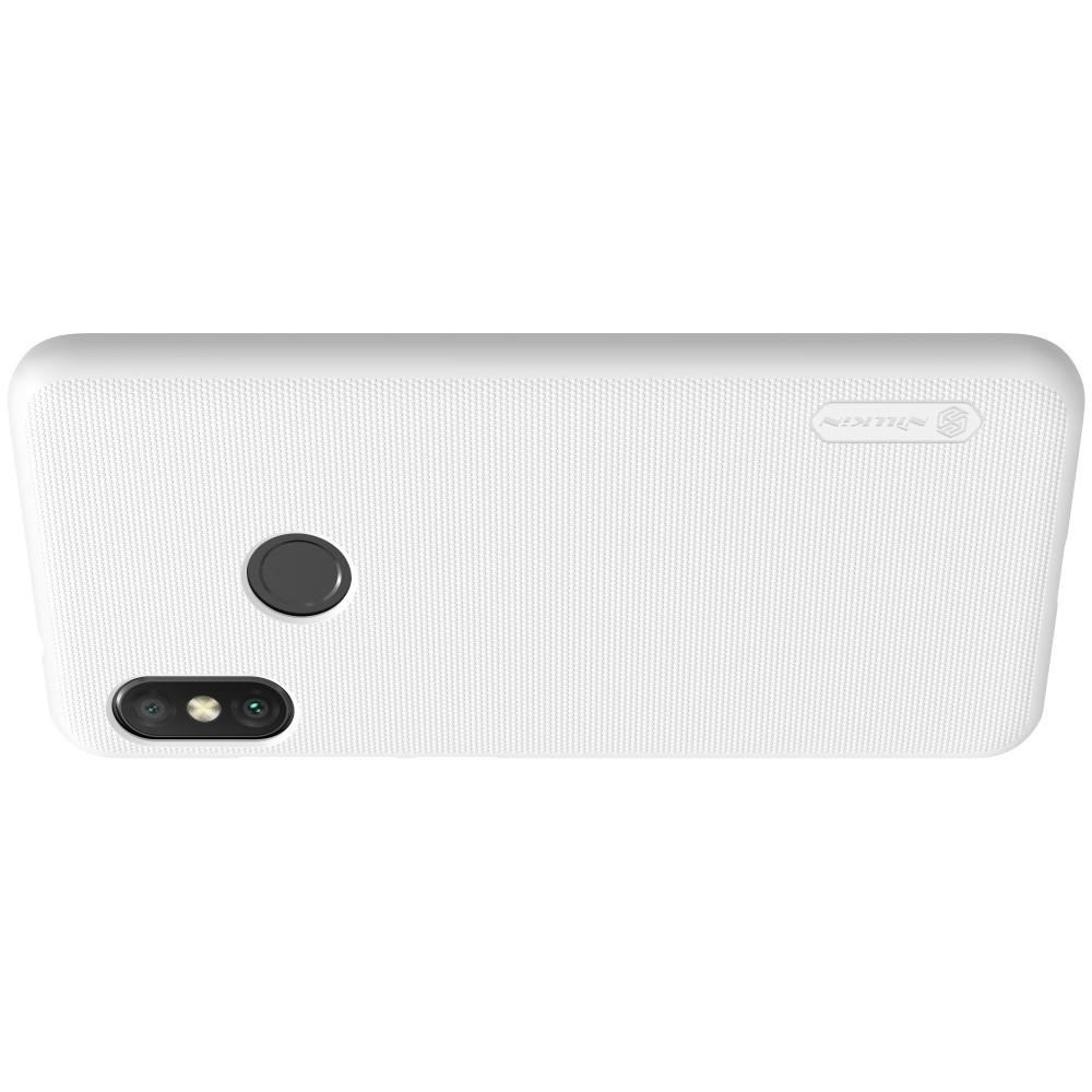 Пластиковый нескользящий NILLKIN Frosted кейс чехол для Xiaomi Mi A2 Lite / Redmi 6 Pro Белый + защитная пленка