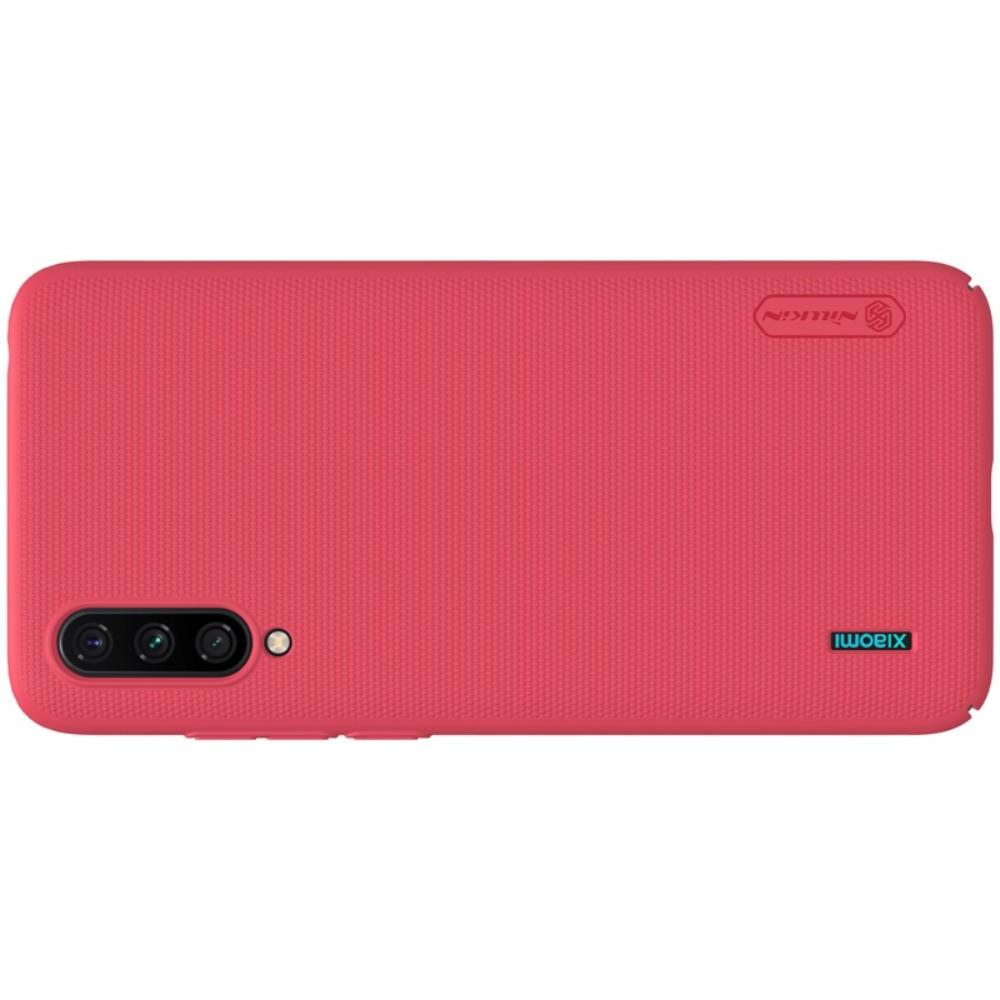Пластиковый нескользящий NILLKIN Frosted кейс чехол для Xiaomi Mi 9 Lite Красный + подставка