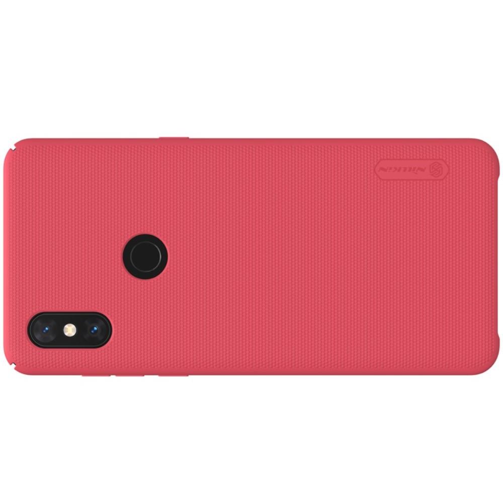 Пластиковый нескользящий NILLKIN Frosted кейс чехол для Xiaomi Mi Mix 3 Красный + защитная пленка