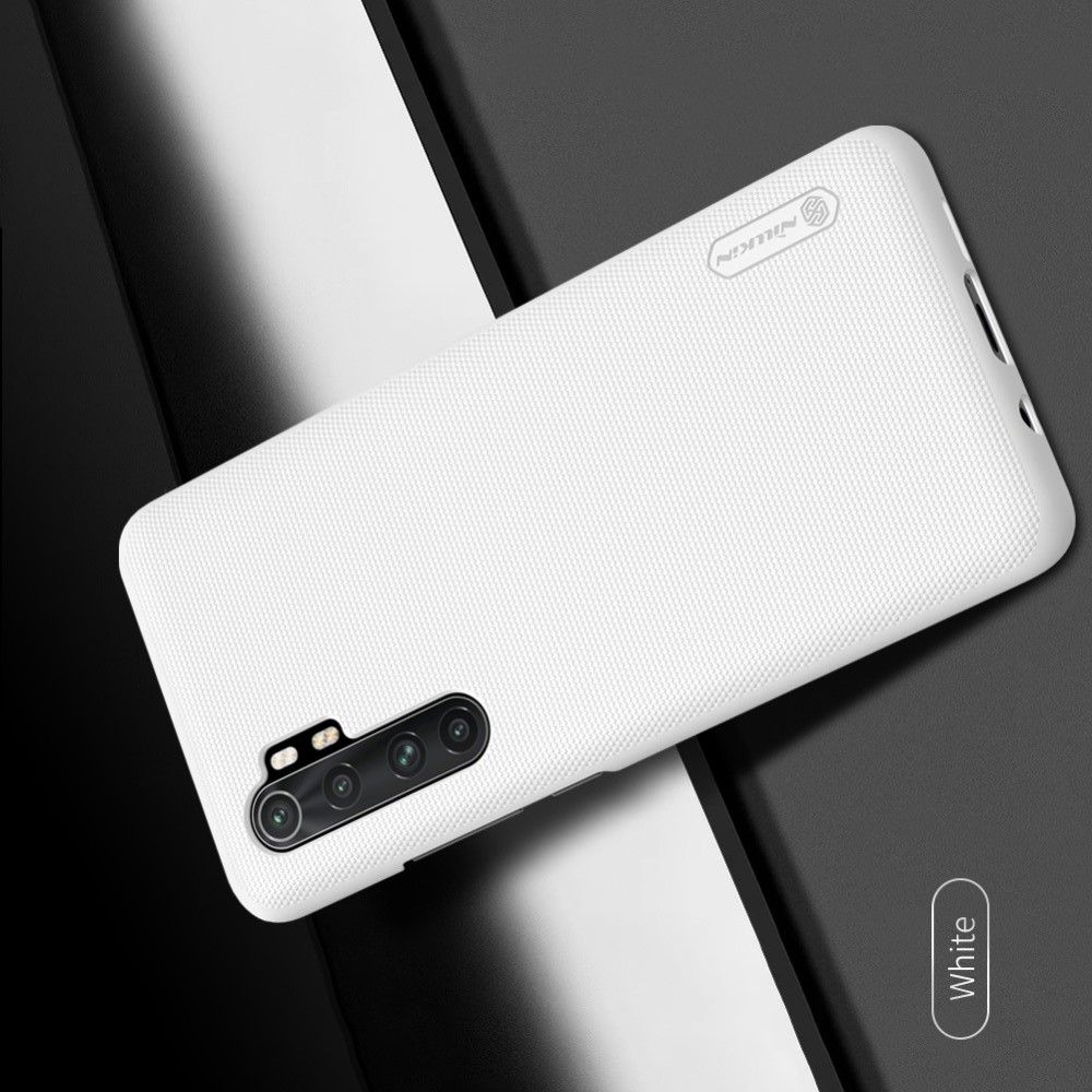 Пластиковый нескользящий NILLKIN Frosted кейс чехол для Xiaomi Mi Note 10 Lite Черный + подставка