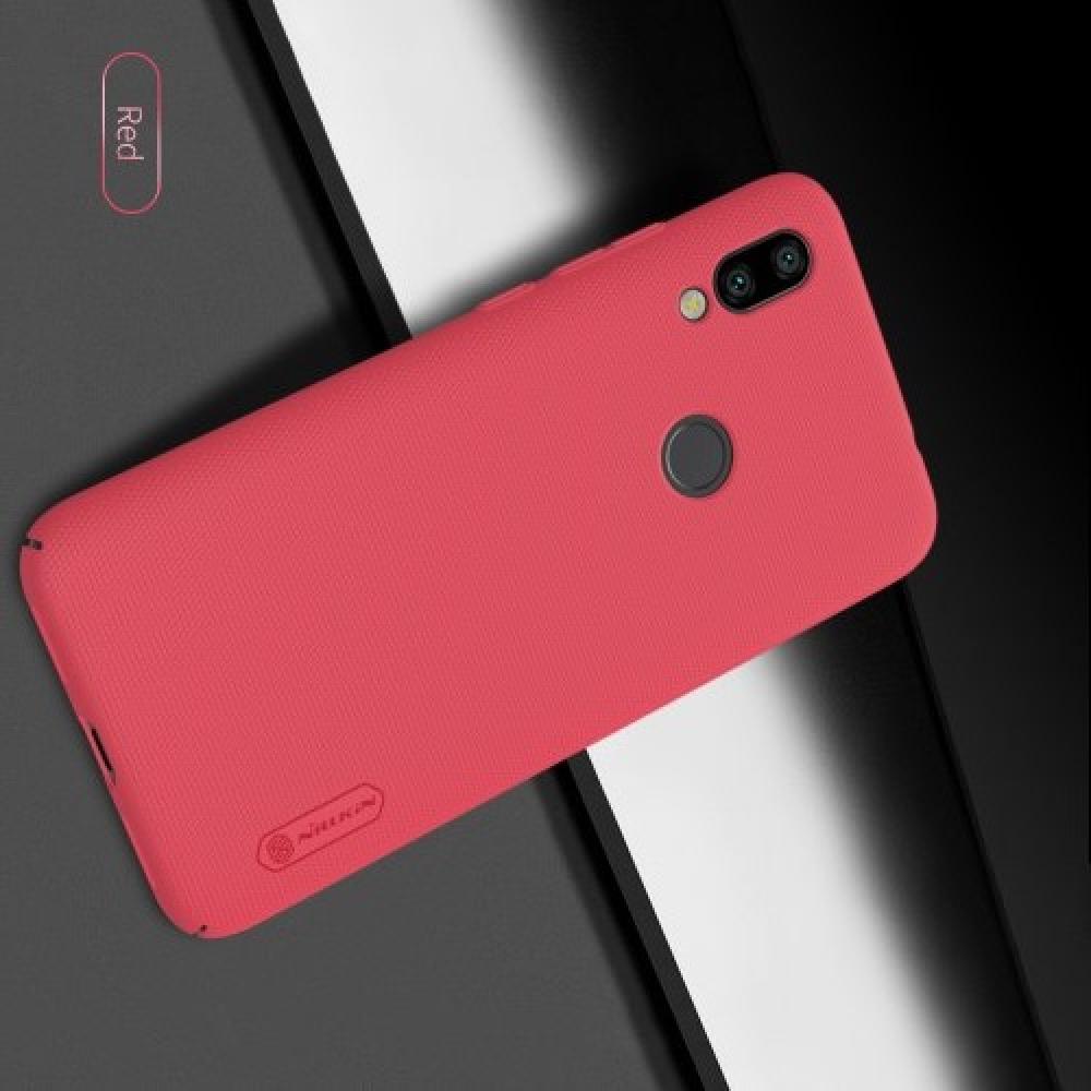 Пластиковый нескользящий NILLKIN Frosted кейс чехол для Xiaomi Redmi 7 Красный + подставка