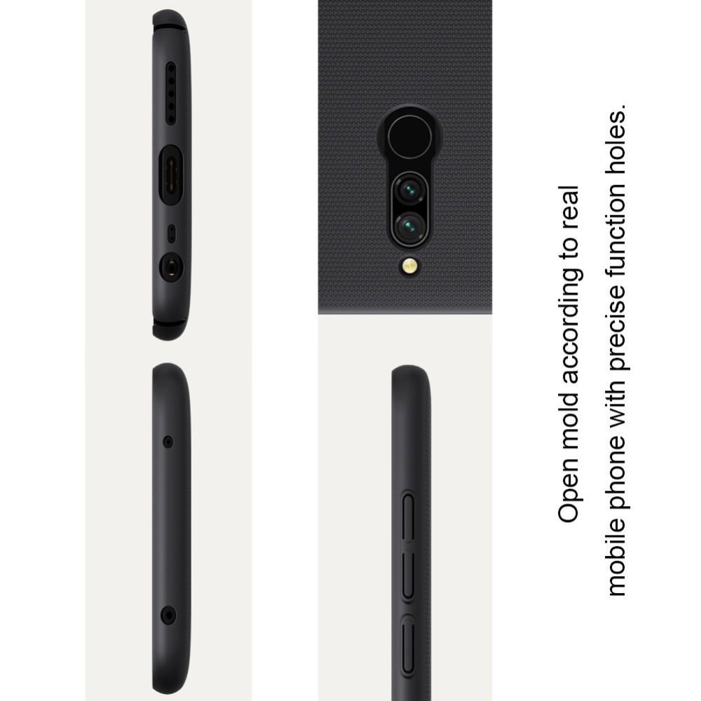 Пластиковый нескользящий NILLKIN Frosted кейс чехол для Xiaomi Redmi 8 Черный + подставка