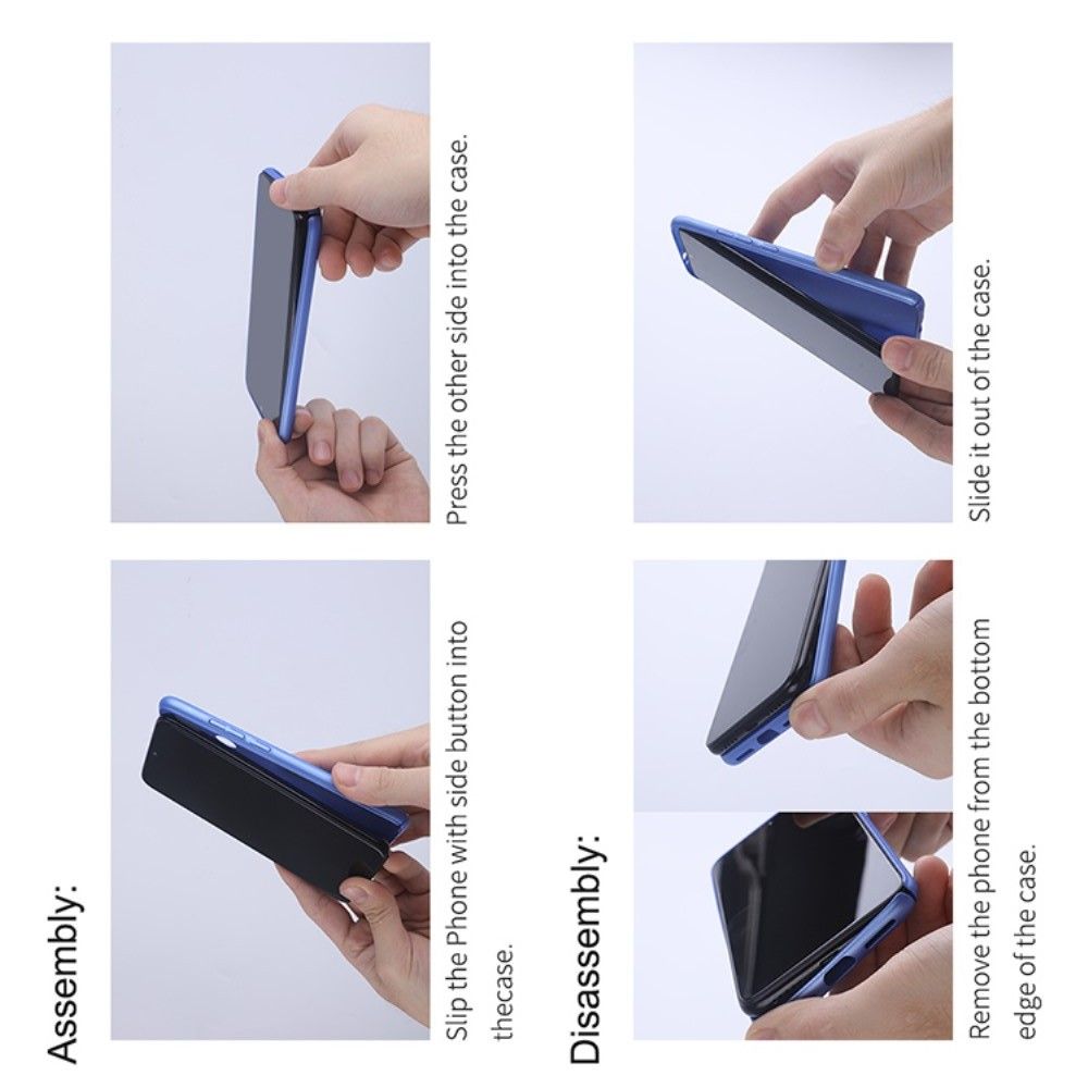 Пластиковый нескользящий NILLKIN Frosted кейс чехол для Xiaomi Redmi 9T Синий + подставка