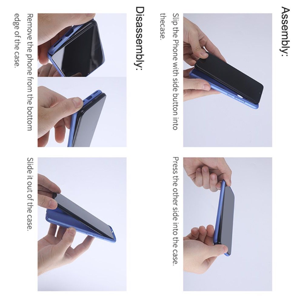 Пластиковый нескользящий NILLKIN Frosted кейс чехол для Xiaomi Redmi Note 10 Pro Синий + подставка