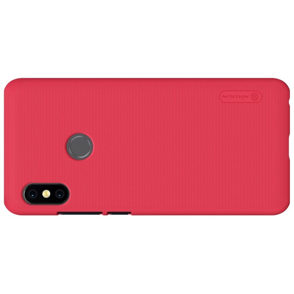 Пластиковый нескользящий NILLKIN Frosted кейс чехол для Xiaomi Redmi Note 5 Pro Красный + защитная пленка