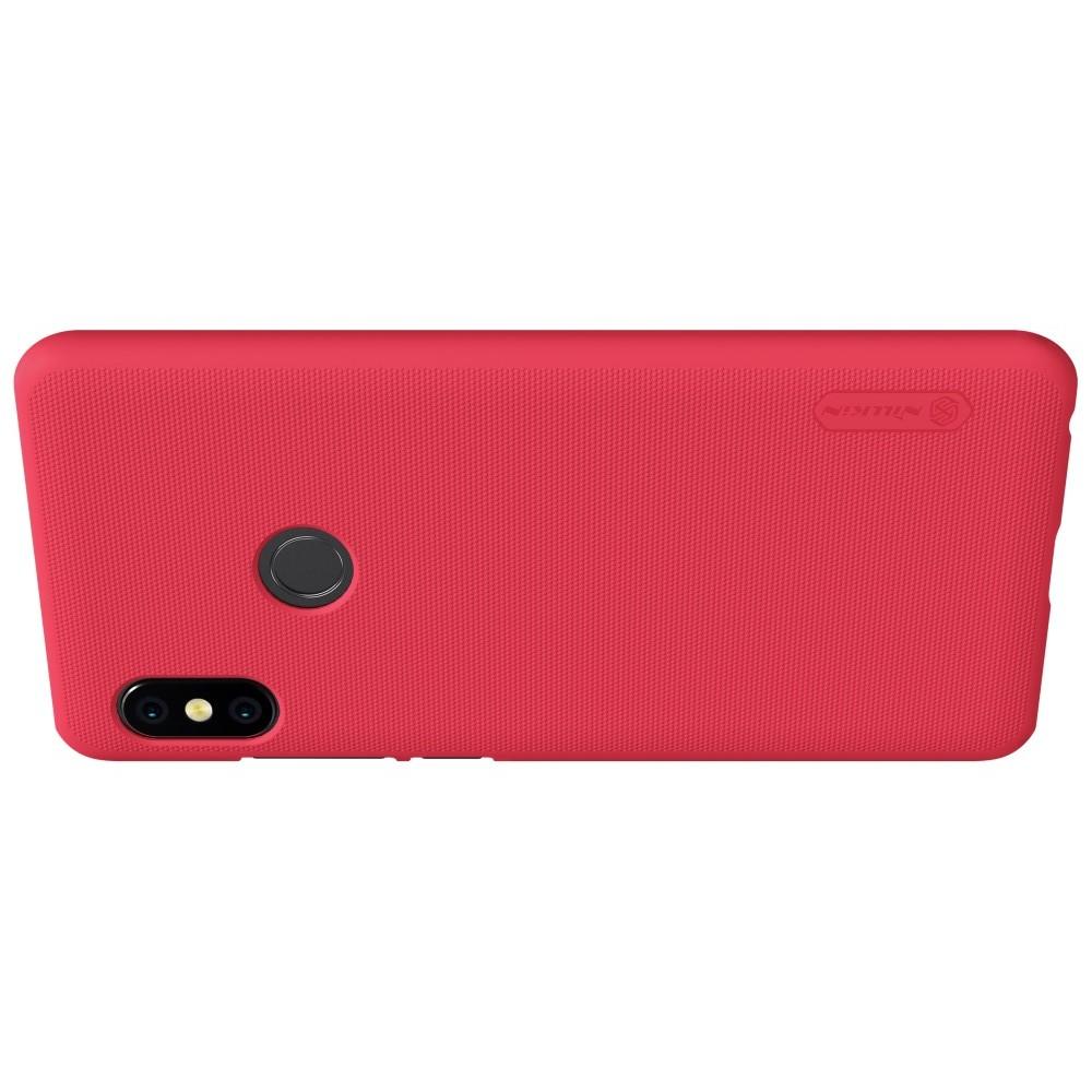 Пластиковый нескользящий NILLKIN Frosted кейс чехол для Xiaomi Redmi Note 5 Pro Красный + защитная пленка