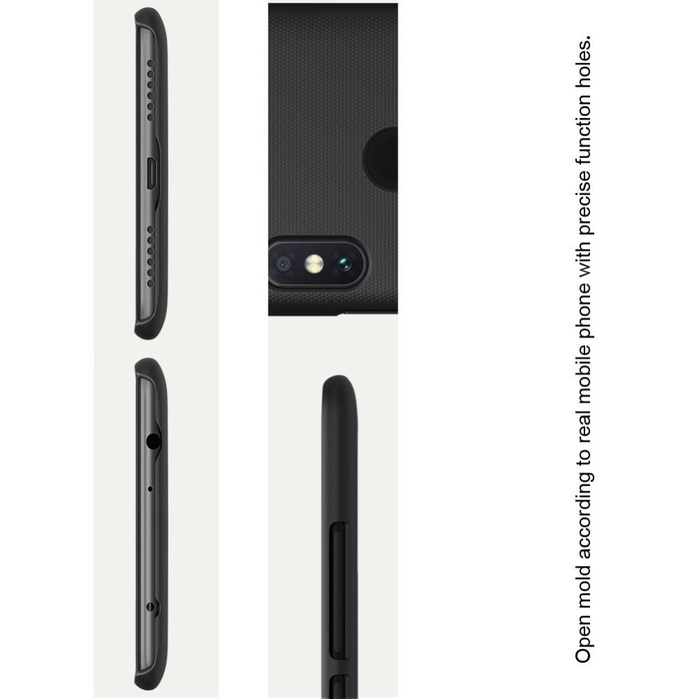 Пластиковый нескользящий NILLKIN Frosted кейс чехол для Xiaomi Redmi Note 6 / Note 6 Pro Черный + защитная пленка