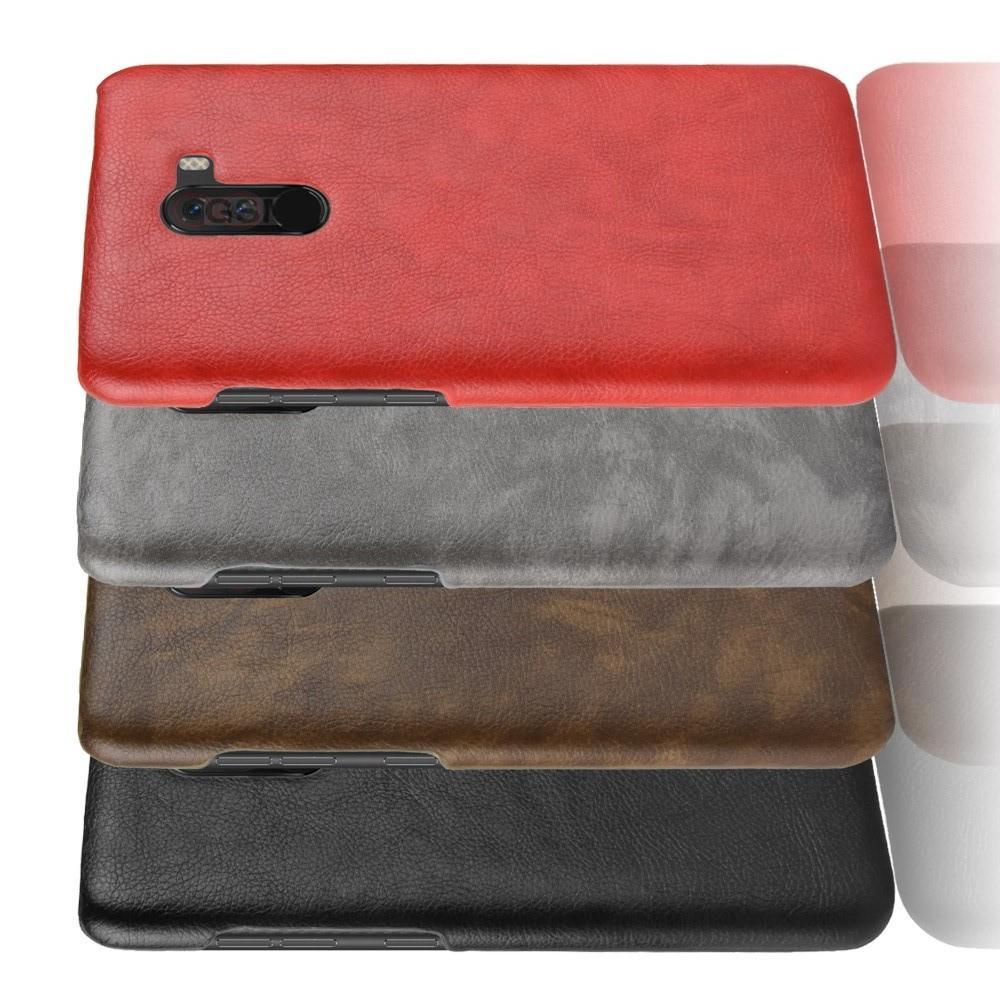 Пластиковый Жесткий Клип Кейс Футляр Искусственно Кожаный Чехол для Xiaomi Pocophone F1 Серый