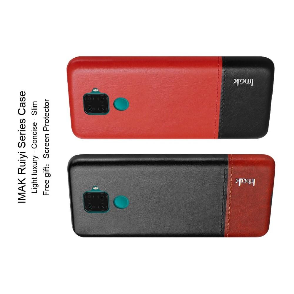 Пластиковый Жесткий Клип Кейс Футляр Искусственно Кожаный Чехол для Huawei Mate 30 Lite Красный / Черный
