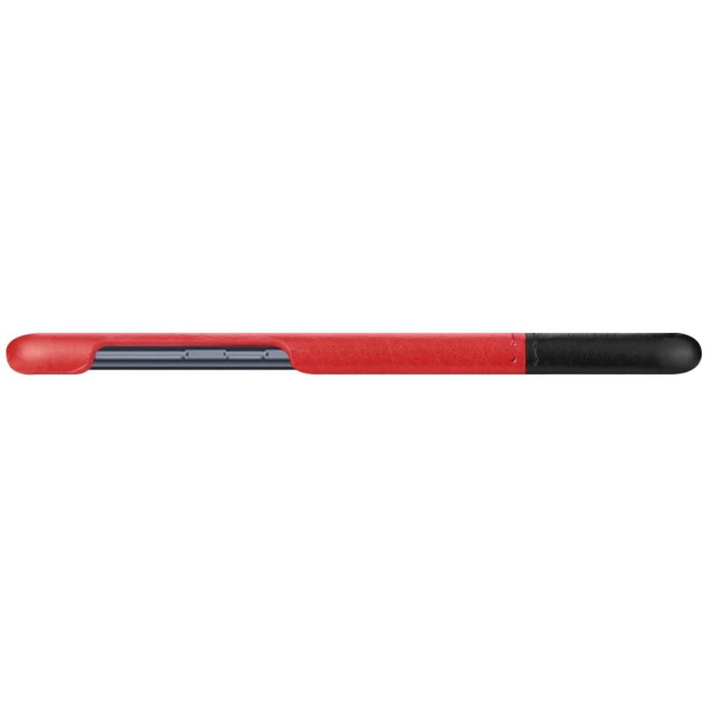 Пластиковый Жесткий Клип Кейс Футляр Искусственно Кожаный Чехол для Huawei Mate 30 Lite Красный / Черный