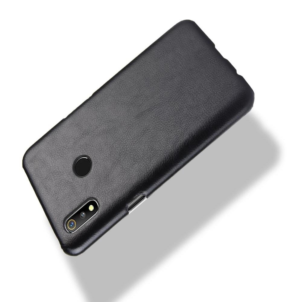 Пластиковый Жесткий Клип Кейс Футляр Искусственно Кожаный Чехол для Oppo Realme 3 Pro / X Lite Черный