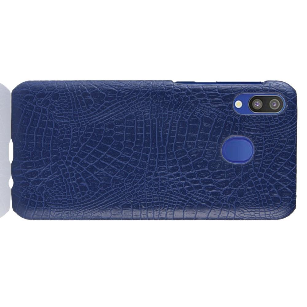 Пластиковый Жесткий Клип Кейс Футляр Искусственно Кожаный Чехол для Samsung Galaxy A20e Синий