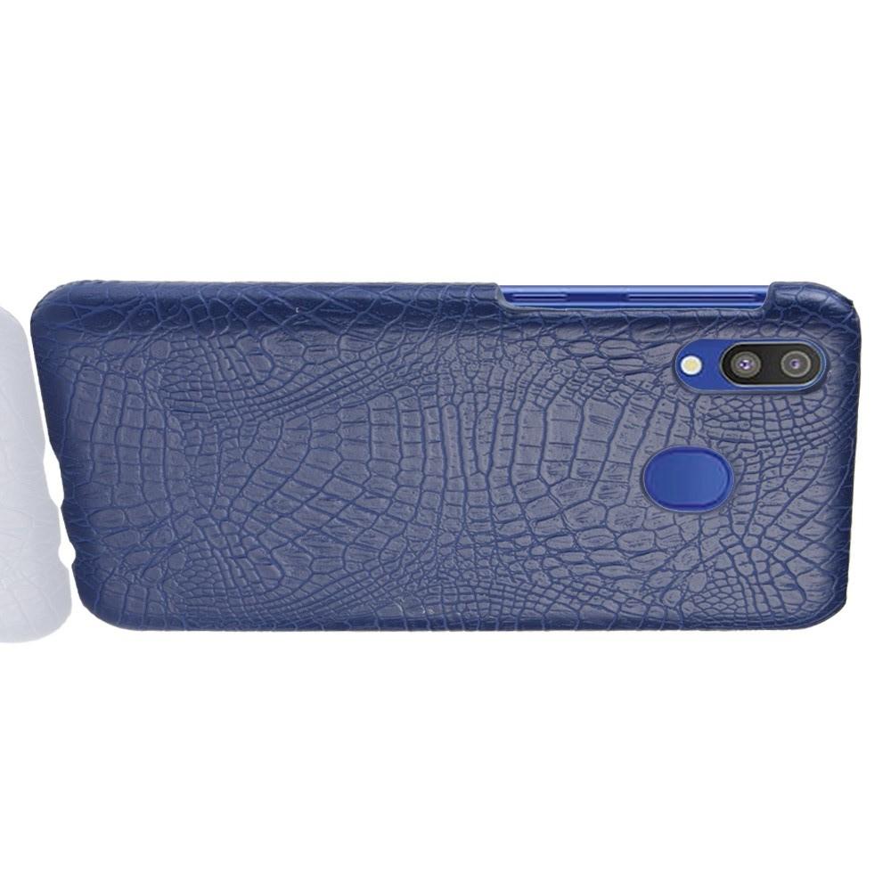 Пластиковый Жесткий Клип Кейс Футляр Искусственно Кожаный Чехол для Samsung Galaxy A20e Синий