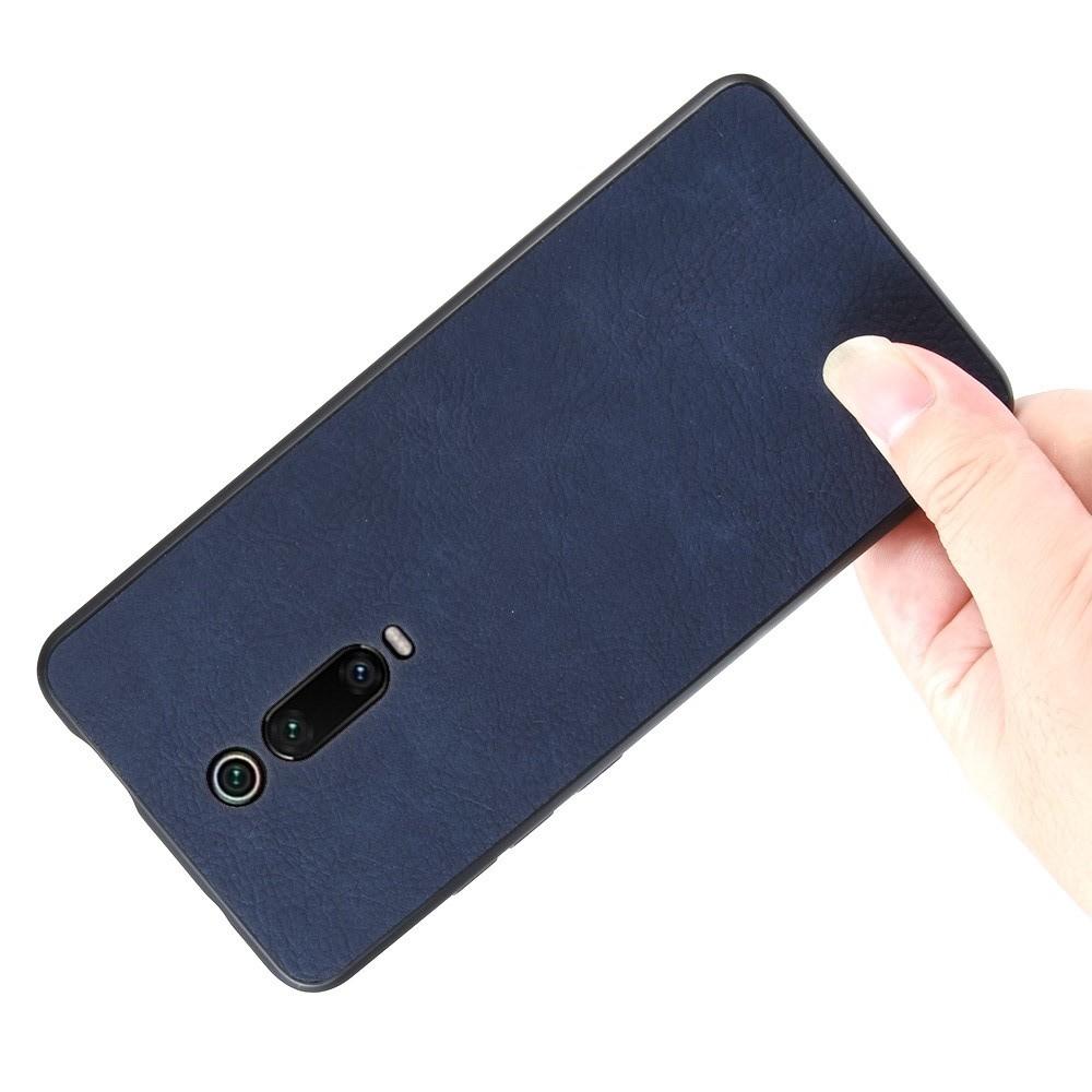 Пластиковый Жесткий Клип Кейс Футляр Искусственно Кожаный Чехол для  Xiaomi Mi 9T Синий