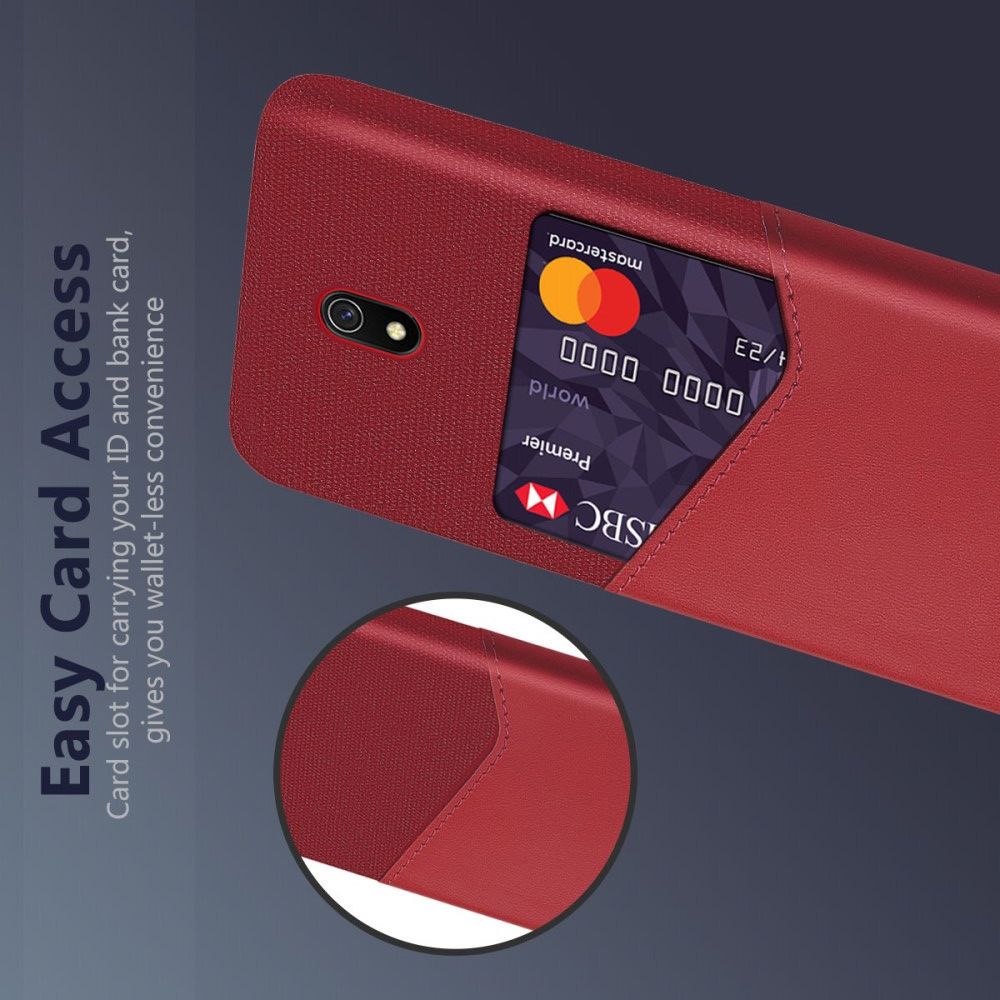 Пластиковый Жесткий Клип Кейс Футляр Искусственно Кожаный Чехол для Xiaomi Redmi 8A Красный