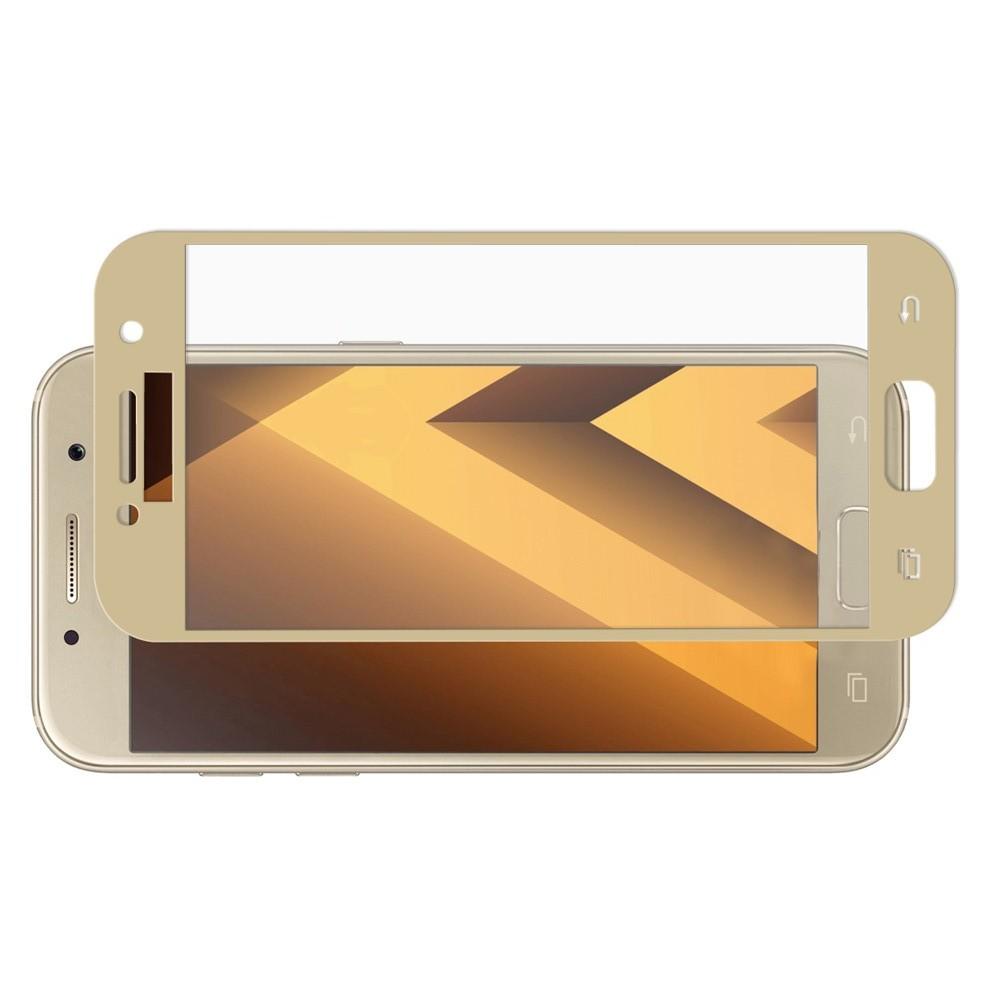 Полноэкранное Закаленное Олеофобное DF Full Screen Защитное Стекло Золотое для Samsung Galaxy A3 2017 SM-A320F