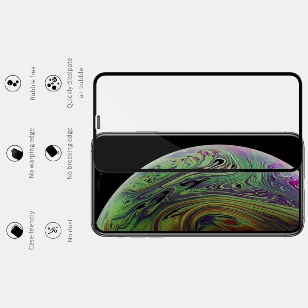 Полноразмерное Изогнутое Закаленное NILLKIN 3D CP+ Черное Стекло для iPhone 11 Pro Max