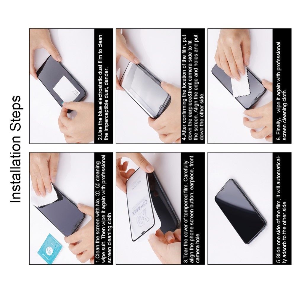 Полноразмерное Изогнутое Закаленное NILLKIN CP+ Черное Стекло для iPhone 12 mini