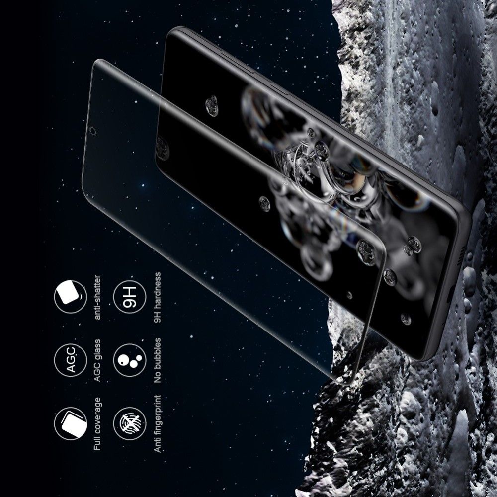 Полноразмерное Изогнутое Закаленное NILLKIN CP+ Черное Стекло для Samsung Galaxy S20 Ultra
