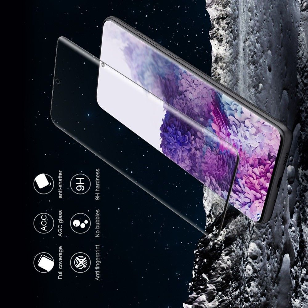 Полноразмерное Изогнутое Закаленное NILLKIN CP+ Черное Стекло для Samsung Galaxy S20