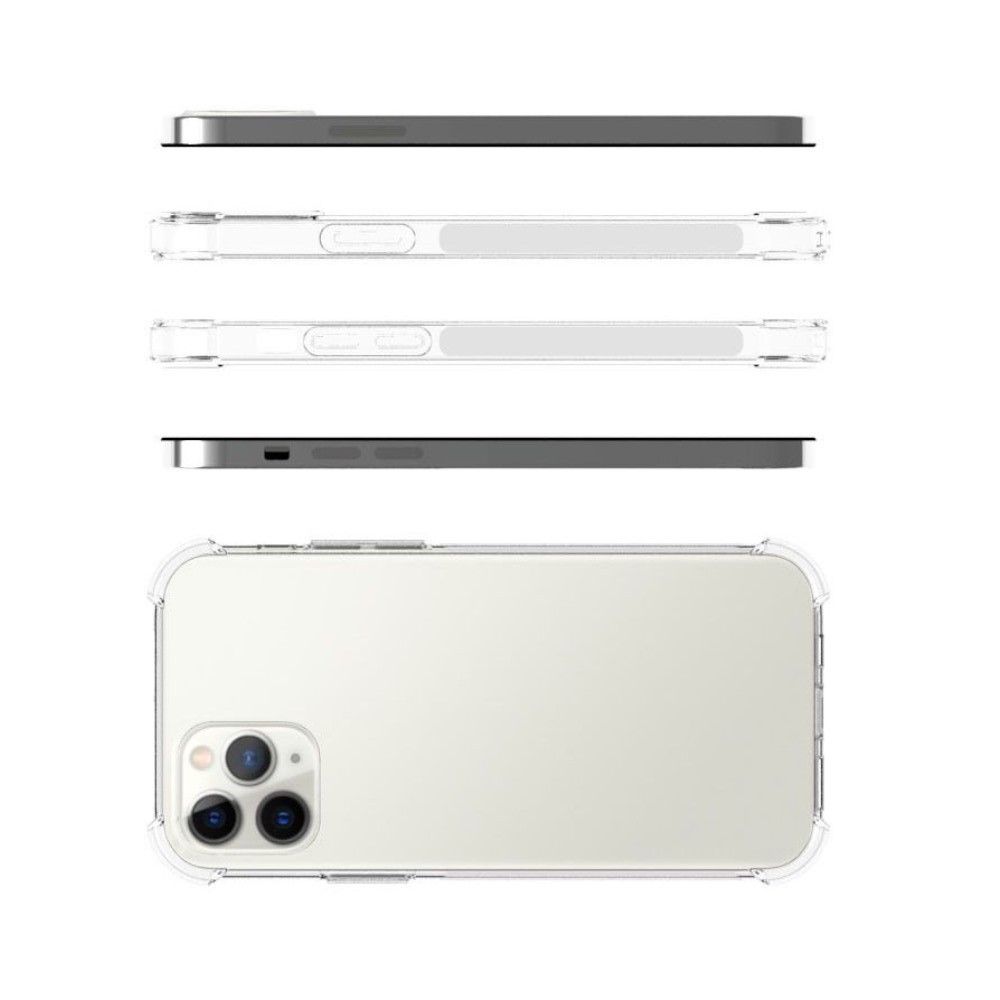 Противоударный прозрачный кейс с силиконовым бампером для iPhone 12 / 12 Pro Прозрачный