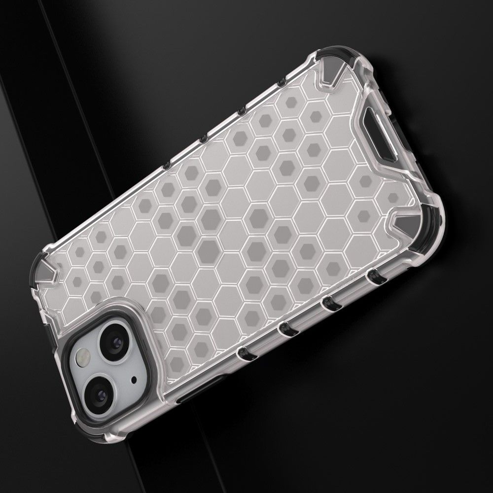 Противоударный прозрачный кейс с силиконовым бампером для iPhone 13 mini Серый