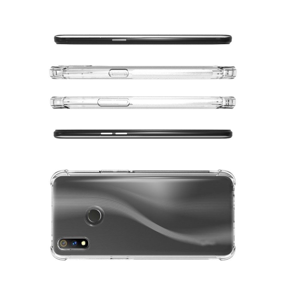 Противоударный прозрачный кейс с силиконовым бампером для Oppo Realme 3 Pro / X Lite Прозрачный
