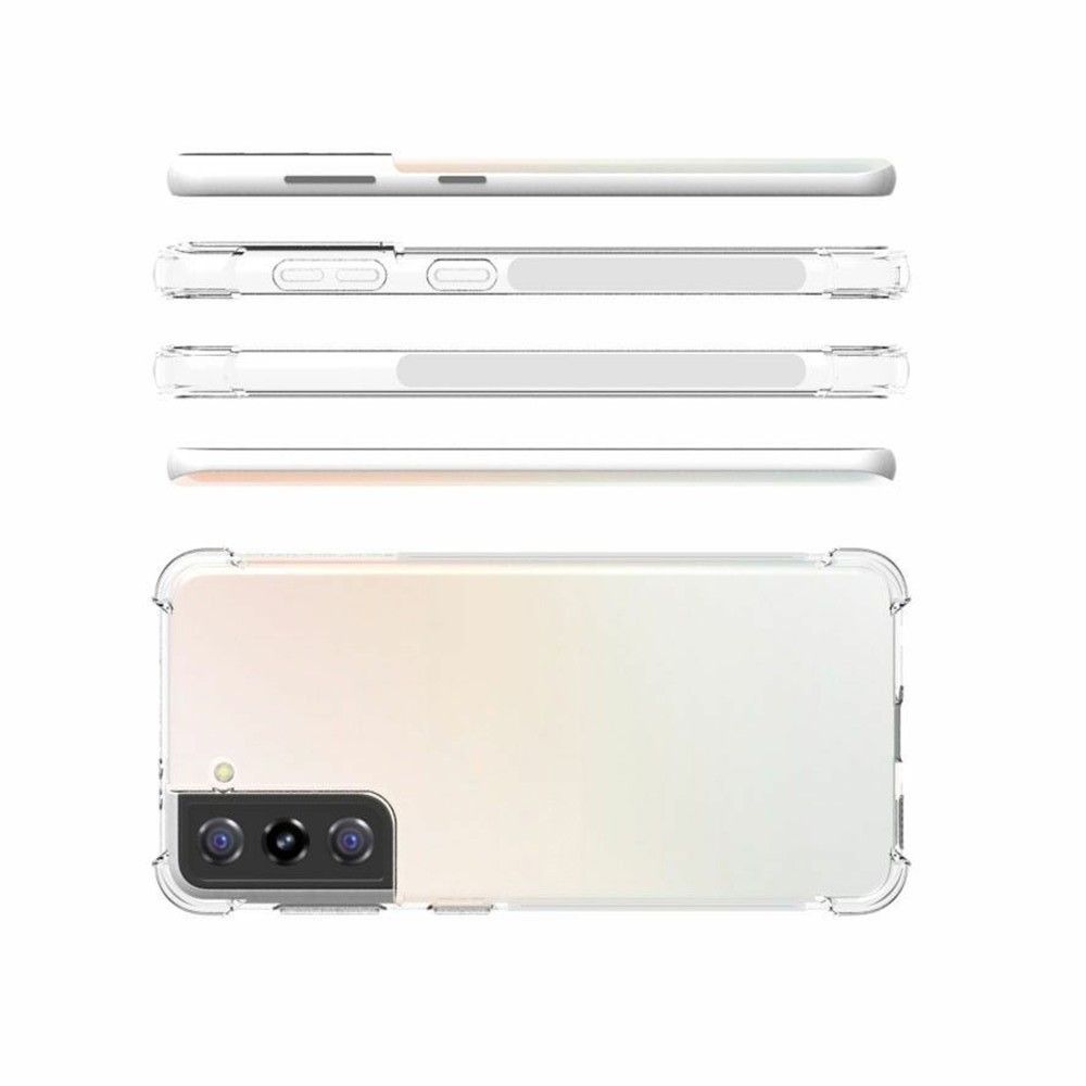 Противоударный прозрачный кейс с силиконовым бампером для Samsung Galaxy S21 Прозрачный