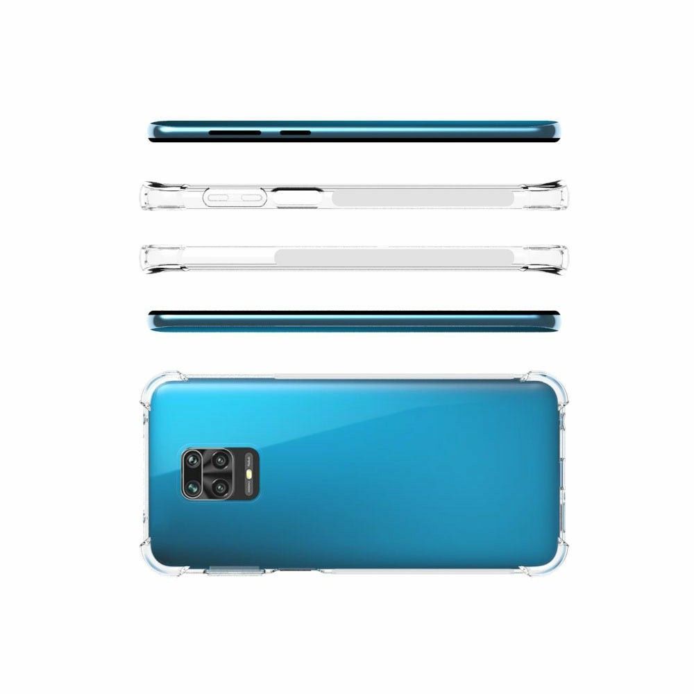 Противоударный прозрачный кейс с силиконовым бампером для Xiaomi Redmi Note 9 Pro / 9S Прозрачный