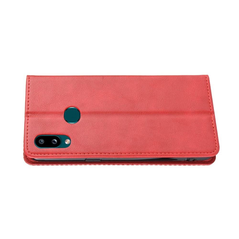 PU Кожаный Чехол Автоматическое Закрывание Подставка и Кошелёк для Samsung Galaxy A10s Красный
