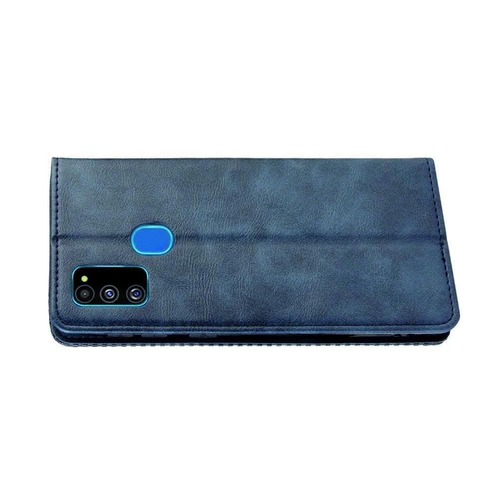 PU Кожаный Чехол Автоматическое Закрывание Подставка и Кошелёк для Samsung Galaxy M30s Синий