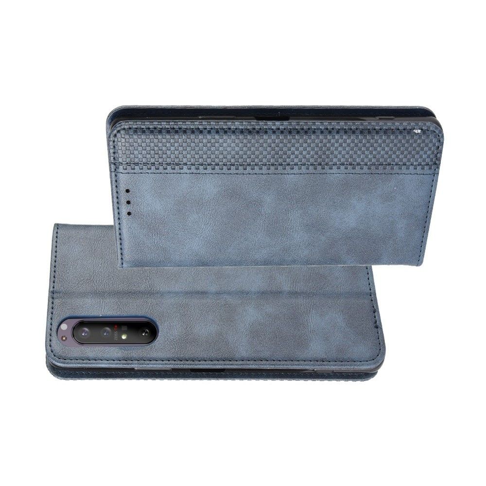 PU Кожаный Чехол Автоматическое Закрывание Подставка и Кошелёк для Sony Xperia 1 II Синий