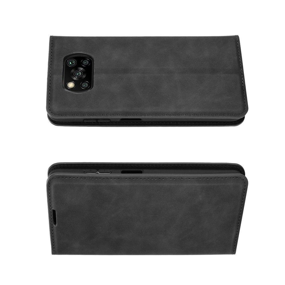 PU Кожаный Чехол Автоматическое Закрывание Подставка и Кошелёк для Xiaomi Poco X3 NFC / X3 NFC Черный