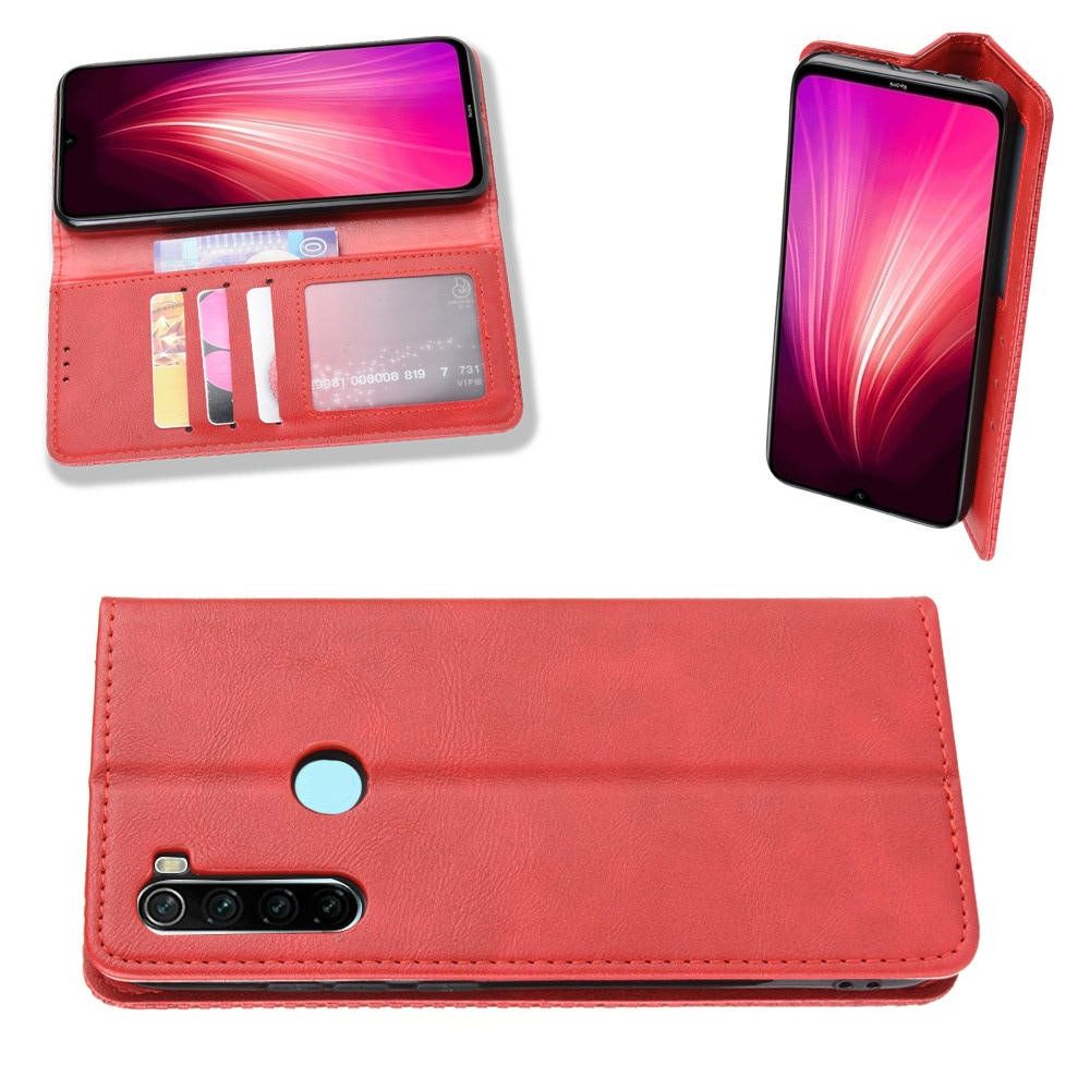 PU Кожаный Чехол Автоматическое Закрывание Подставка и Кошелёк для Xiaomi Redmi Note 8T Красный