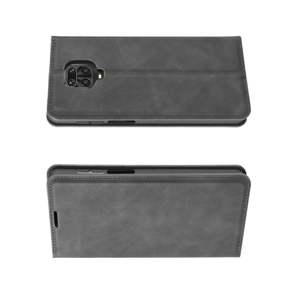 PU Кожаный Чехол Автоматическое Закрывание Подставка и Кошелёк для Xiaomi Redmi Note 9 Pro / 9S Черный