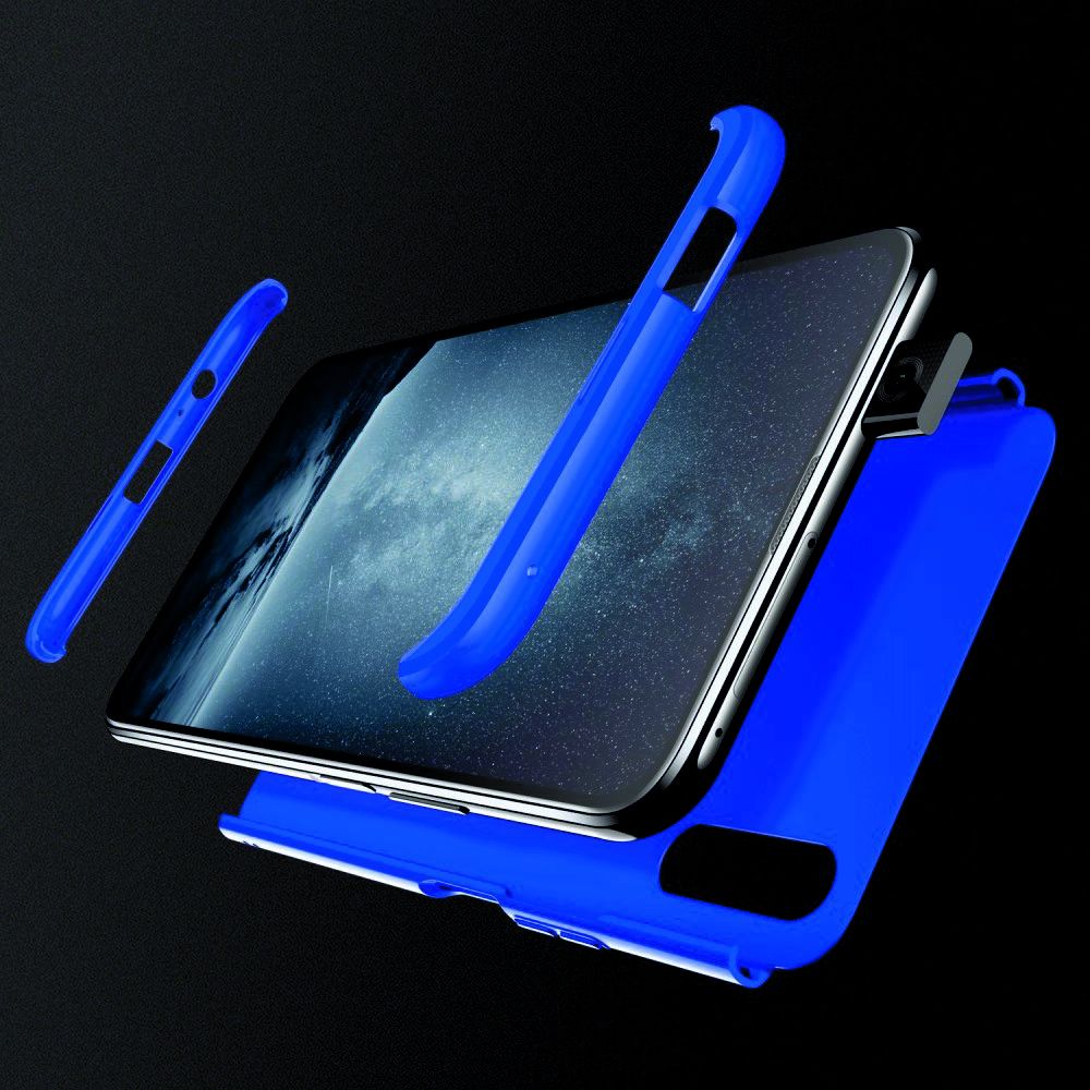 Съемный 360 GKK Матовый Жесткий Пластиковый Чехол для Huawei Honor 9X Синий