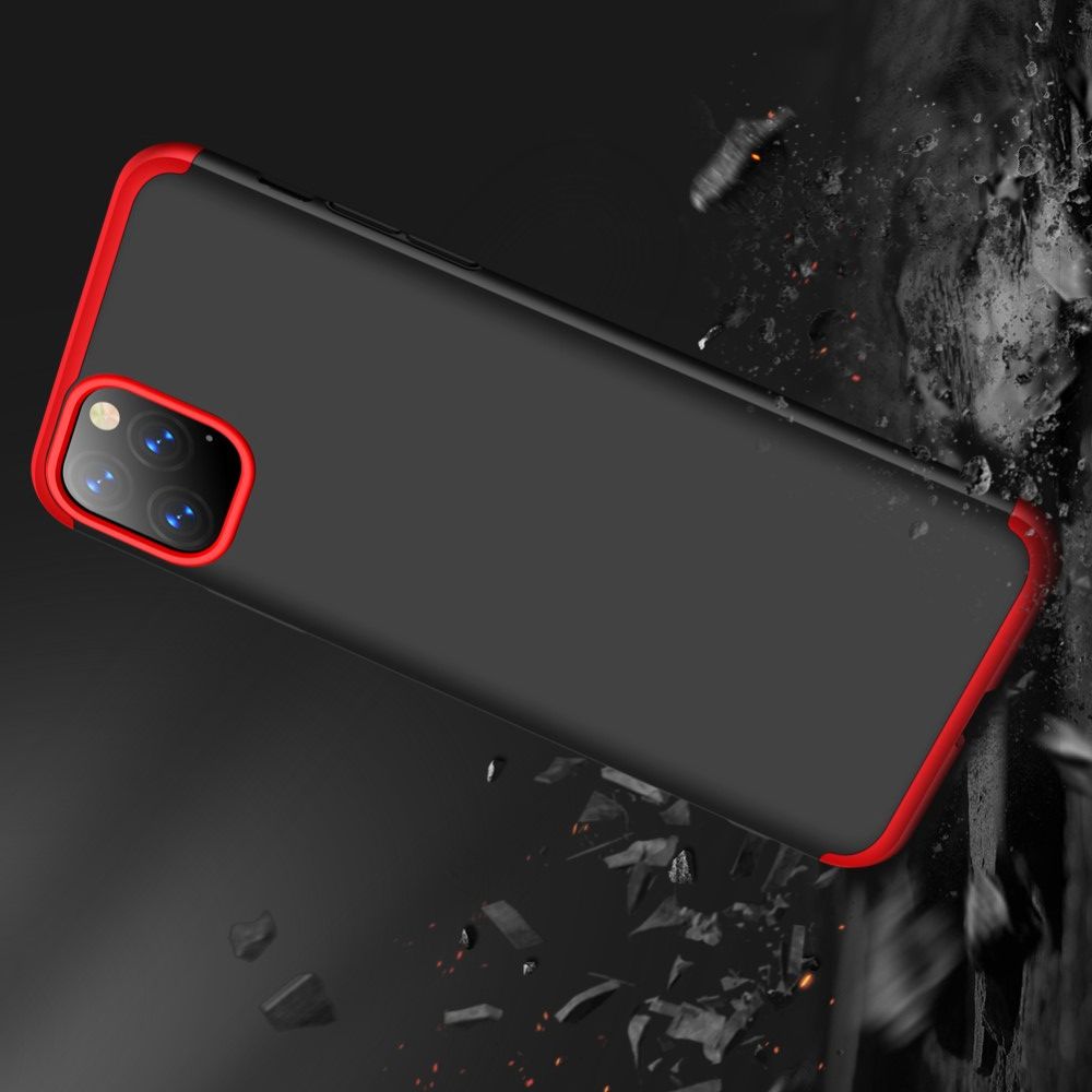 Съемный 360 GKK Матовый Жесткий Пластиковый Чехол для iPhone 11 Pro Красный / Черный