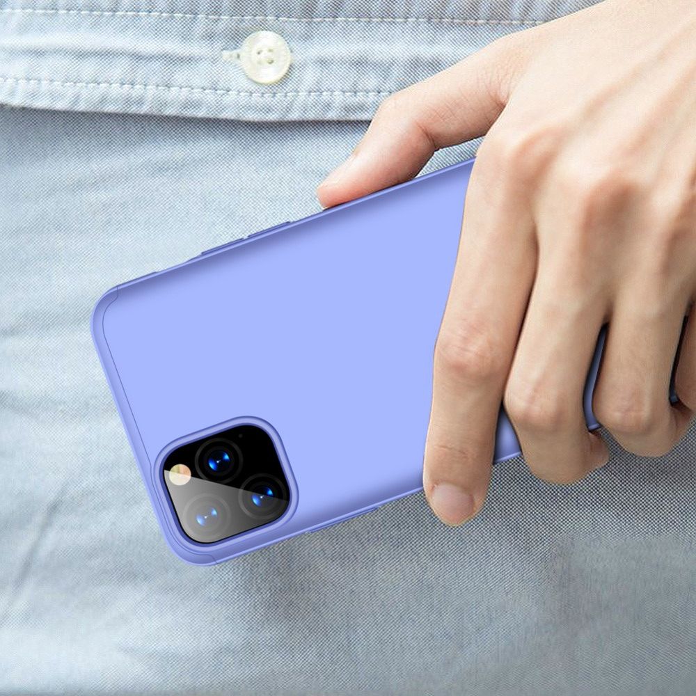 Съемный 360 GKK Матовый Жесткий Пластиковый Чехол для iPhone 11 Pro Max Фиолетовый