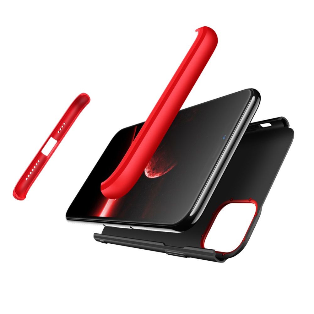 Съемный 360 GKK Матовый Жесткий Пластиковый Чехол для iPhone 11 Pro Max Красный / Черный