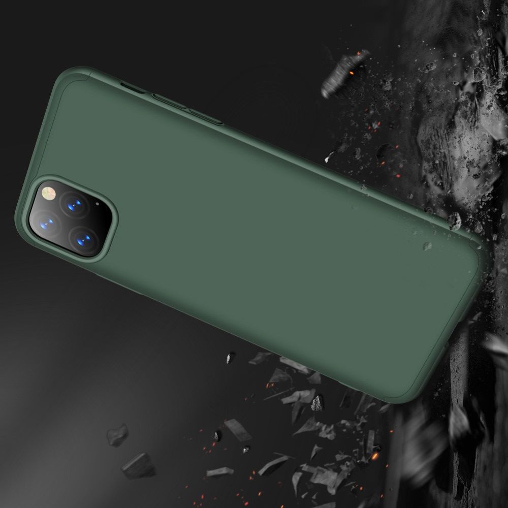 Съемный 360 GKK Матовый Жесткий Пластиковый Чехол для iPhone 11 Pro Max Зеленый