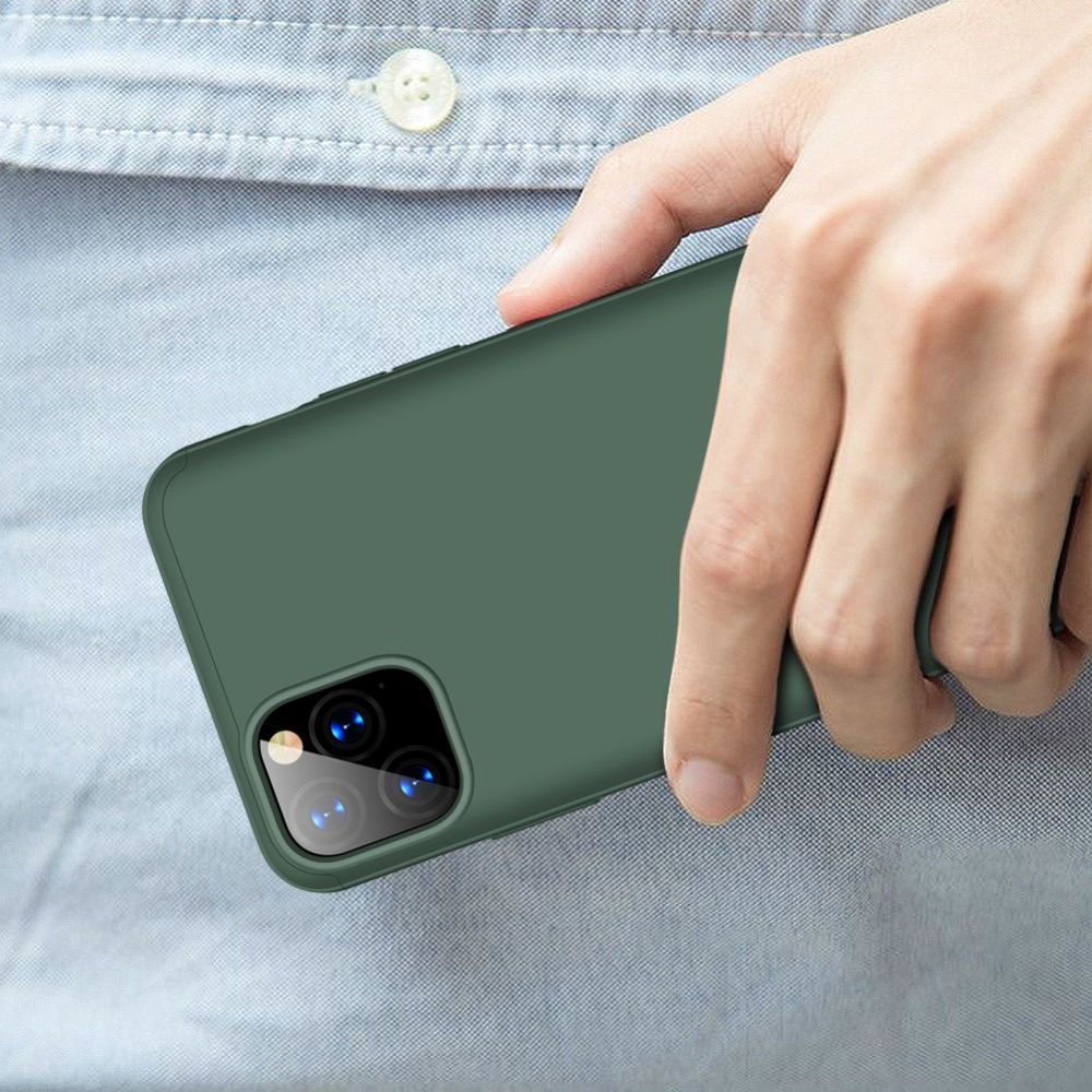 Съемный 360 GKK Матовый Жесткий Пластиковый Чехол для iPhone 11 Pro Зеленый