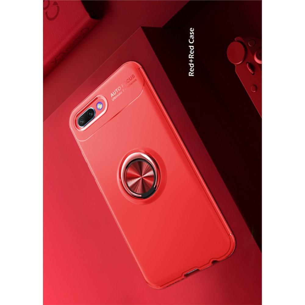 Силиконовый Чехол для Магнитного Держателя с Кольцом для Пальца Подставкой для Huawei Honor 10 Красный