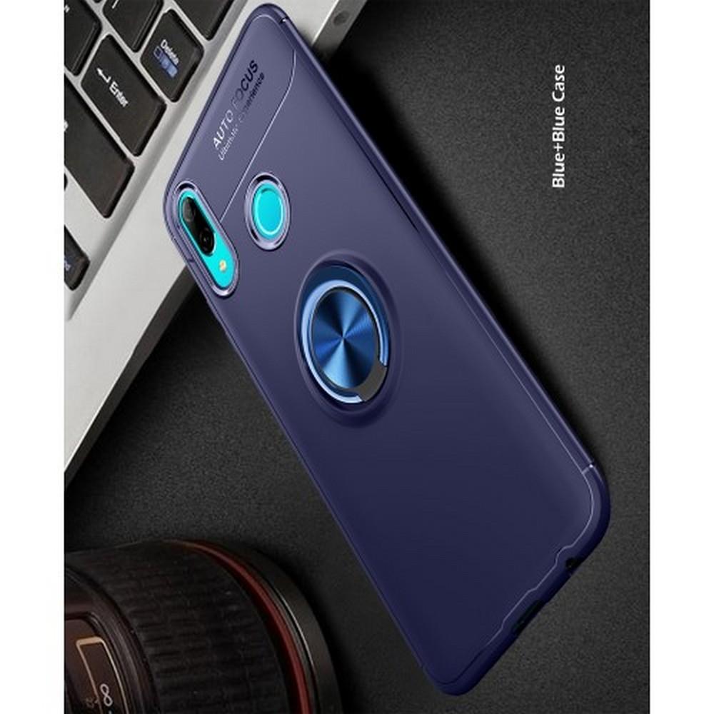 Силиконовый Чехол для Магнитного Держателя с Кольцом для Пальца Подставкой для Huawei Honor 10 Lite Синий
