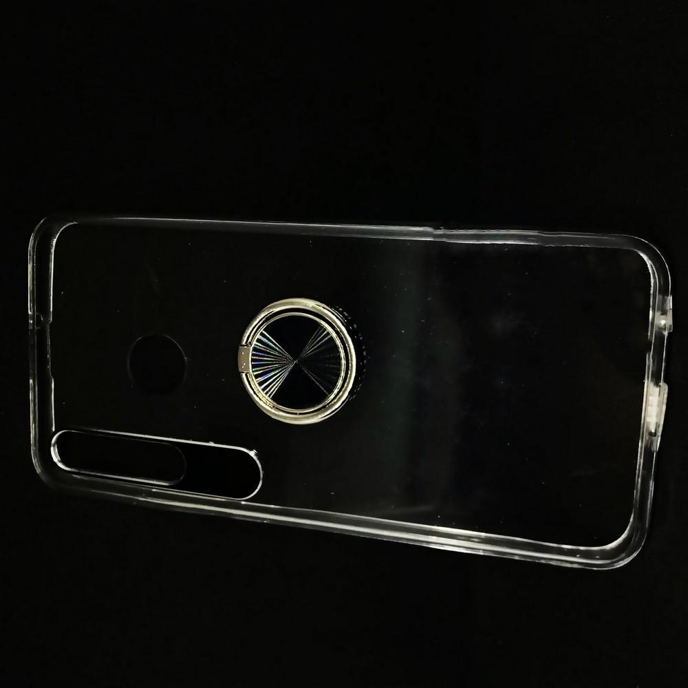 Силиконовый Чехол для Магнитного Держателя с Кольцом для Пальца Подставкой для Huawei Honor 10i Прозрачный
