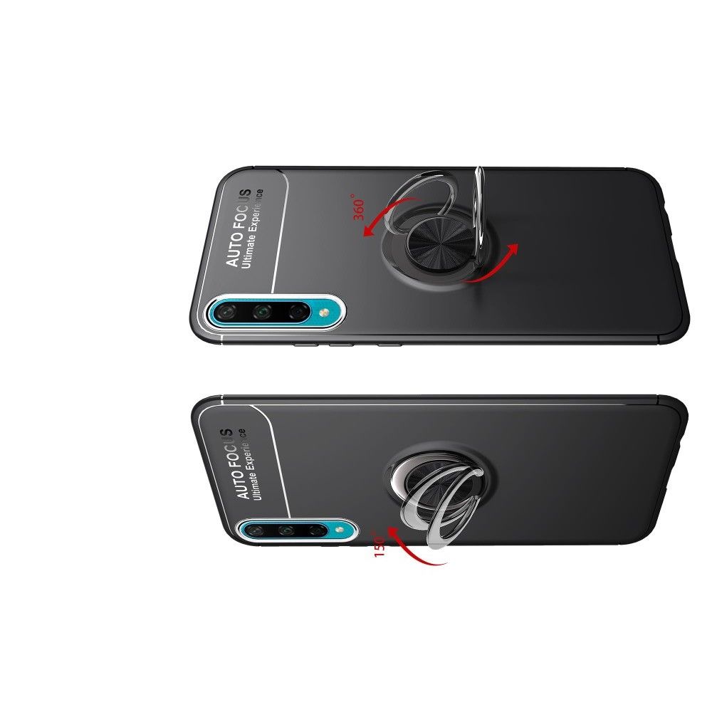 Силиконовый Чехол для Магнитного Держателя с Кольцом для Пальца Подставкой для Huawei Honor 10i / Honor 20 Lite Черный