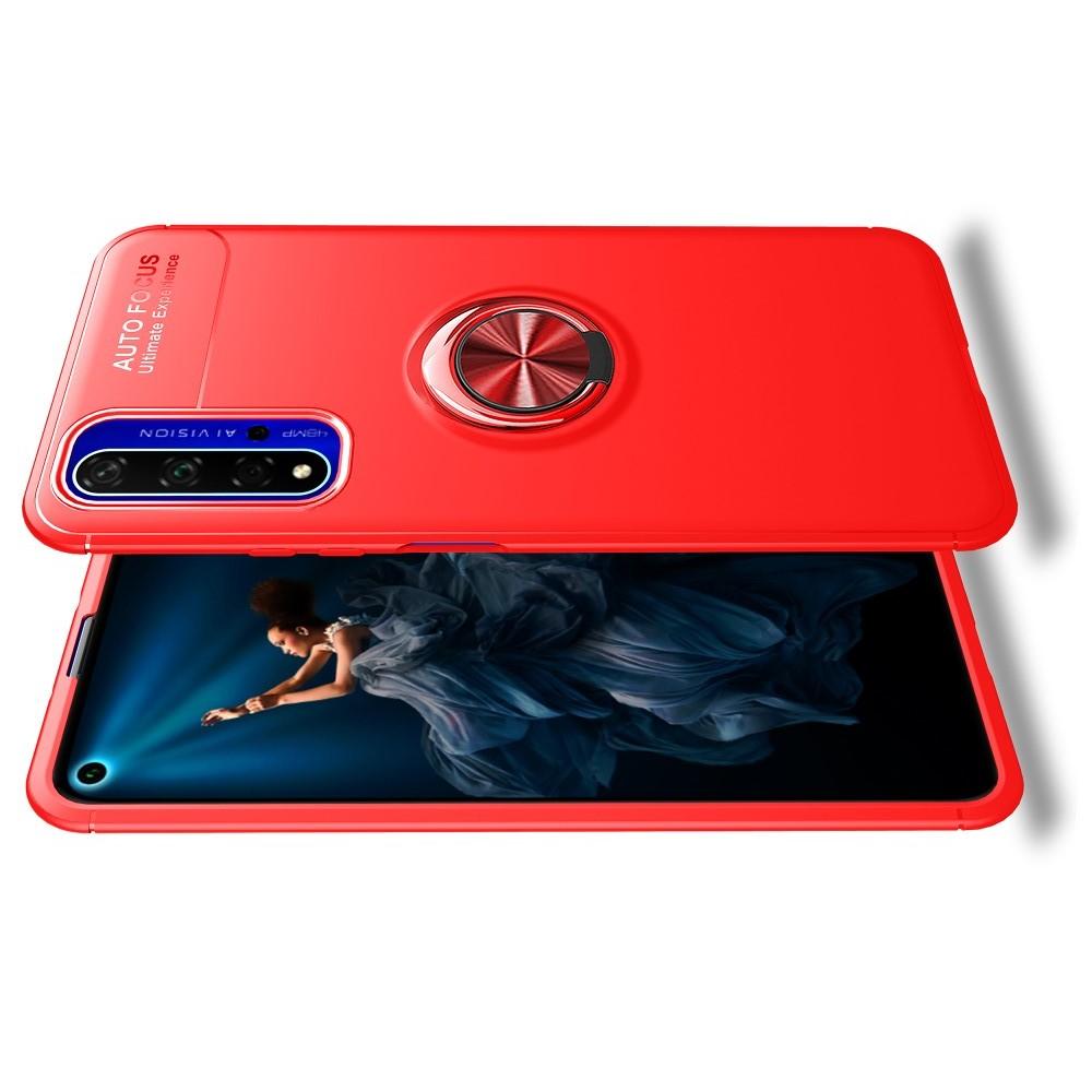 Силиконовый Чехол для Магнитного Держателя с Кольцом для Пальца Подставкой для Huawei Nova 5T Красный
